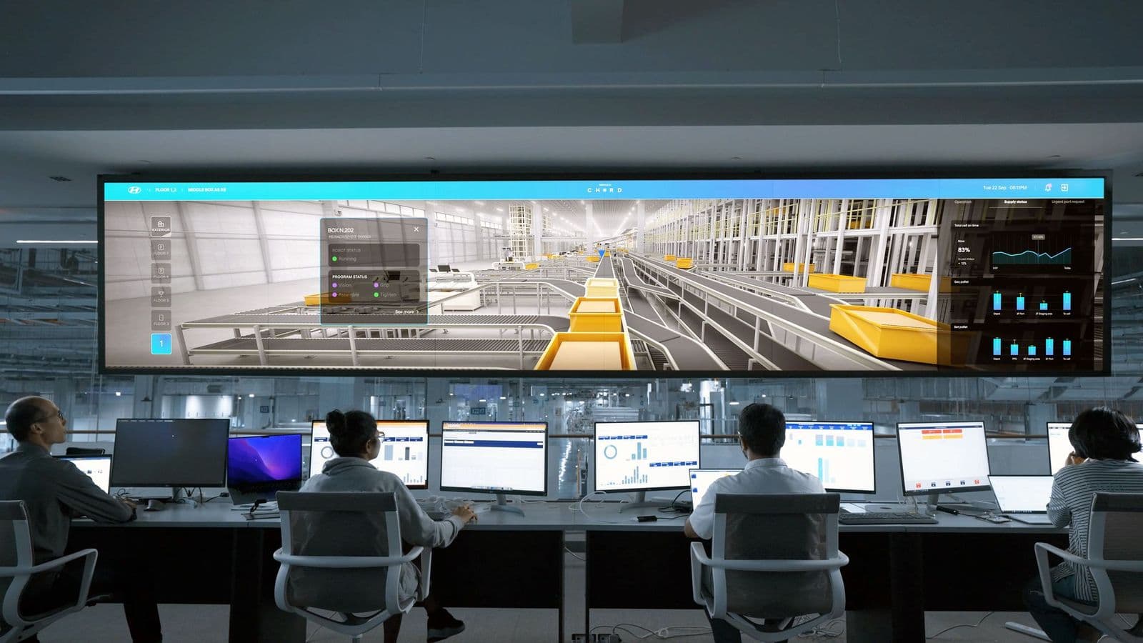 A transportation operations centre mid-shift, staff working across monitors